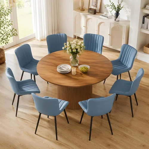 Vista 20 de YOUNUOKE - Juego de 2 sillas de comedor modernas de mediados de siglo azul total