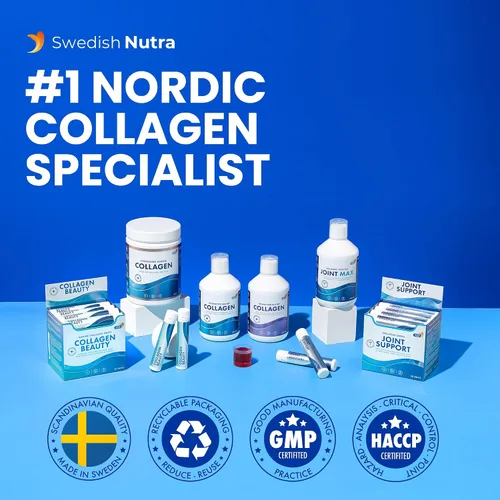 Vista 7 de Swedish Nutra - Polvo de colágeno 100% marino de 10.58 oz y 10.000 mg de colágeno marino hidrolizado Suplemento líquido Ácido hialurónico, biotina