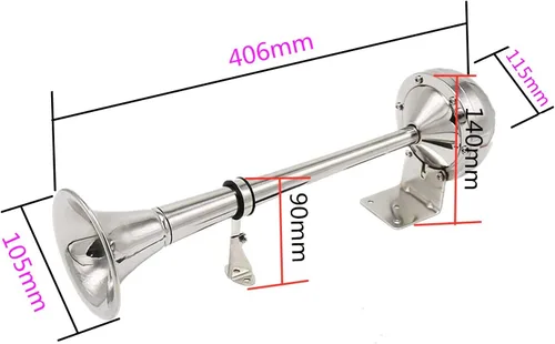 Vista 4 de cuerno eléctrico del coche 12V 165DB de un solo tubo 304 cuerno de acero inoxidable corneta bocina de barco eléctrico marino solo trompeta altavoz