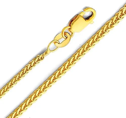 Vista 4 de The World Jewelry Center Colgante de cruz de crucifijo de oro amarillo de 14 quilates con collar de cadena de trigo cuadrado trenzado de 0.039in, Oro