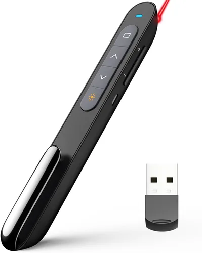 Vista 10 de Norwii Clicker de presentación Bluetooth recargable con puntero verde, presentador inalámbrico, control remoto de presentación de PowerPoint, clic