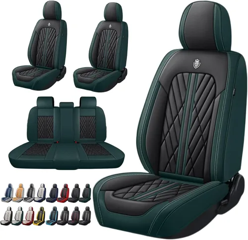 Vista 11 de Juego de fundas de asiento de automóvil de cuero nappa impermeables y transpirables de ajuste universal, cojín protector para vehículo automotriz