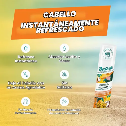 Vista 3 de Batiste Champú seco, tropical, 6.73 onzas (el embalaje puede variar)