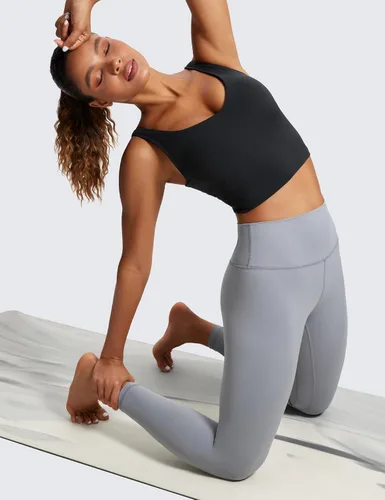 Vista 3 de CRZ YOGA - Sujetadores deportivos para mujer con cuello en V, acolchados, camiseta corta sin mangas, sin aros, para yoga