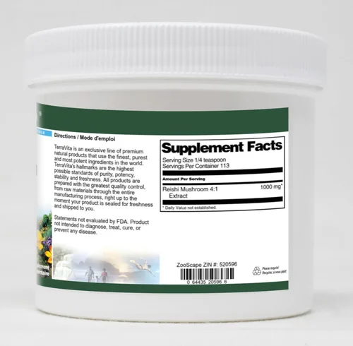 Vista 2 de Reishi hongo 4:1 Extracto en polvo (4 oz, ZIN: 520596)