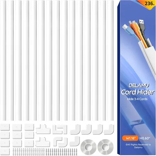 Vista 15 de Delamu Kit de cubierta de cable autoadhesivo de 100 pulgadas para TV montado en la pared, ocultador de cables pintable, sistema de gestión de cables