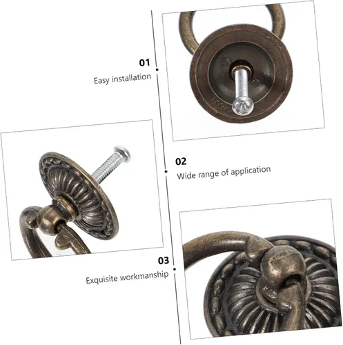 Vista 9 de 12 piezas de pomos de gabinete de cocina para muebles de cocina, manijas de anillo de armario, pomo antiguo, agujero de armario, tiradores de cajón