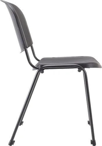 Vista 4 de Lorell Silla apilable negra con respaldo bajo (paquete de 4)