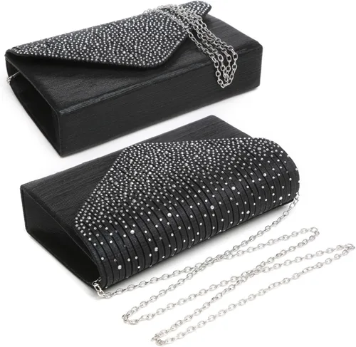 Vista 2 de Dasein Bolso de mano de satén esmerilado para mujer, bolso cruzado para fiesta, graduación, boda, sobre
