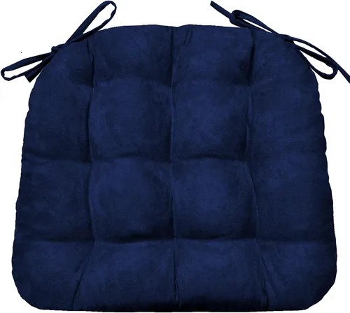 Vista 35 de Barnett Almohadilla para silla de comedor con lazos. Gamuza microfibra, microgamuza, reversible, relleno de espuma de látex, se puede lavar a Negro