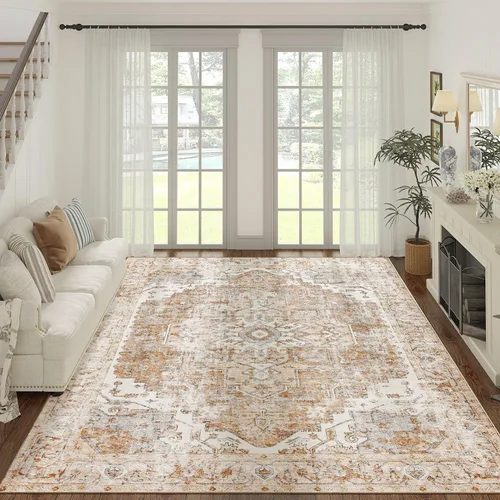 Vista 9 de jinchan Alfombra de Área 2x3 pies Alfombra Vintage de Entrada Lavable Bohemia Tapete Interior para Puerta Medallón Floral Tapete Pequeño para Puerta