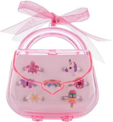 Vista 8 de Juego de anillos ajustables para niñas pequeñas, colorido y bonito unicornio, anillos de mariposa para niños, juego de joyas para niños