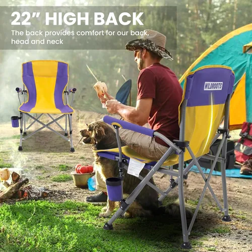 Vista 6 de WILDROOTS Silla de camping resistente, silla plegable acolchada duradera