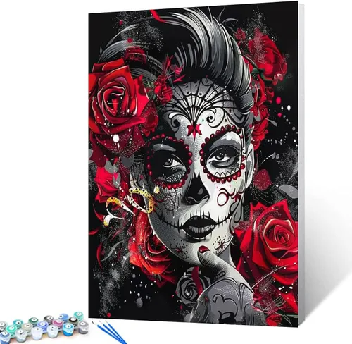 Vista 27 de Kits de pintura de diamantes 5D para adultos, Terror Girl Taladro completo, punto de cruz de diamante redondo, no hables, pintura de diamantes por