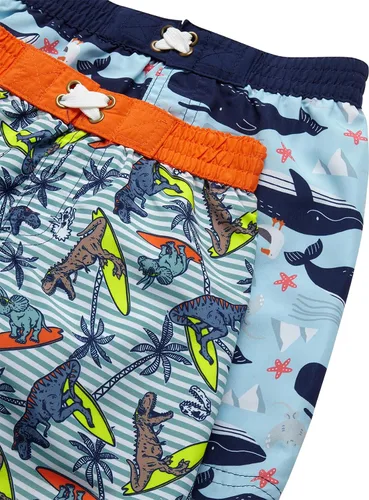 Vista 4 de Quad Seven Conjunto de natación para niños pequeños, traje de baño de 4 piezas y camiseta de protección de manga corta para niños (tamaños 12M-7)