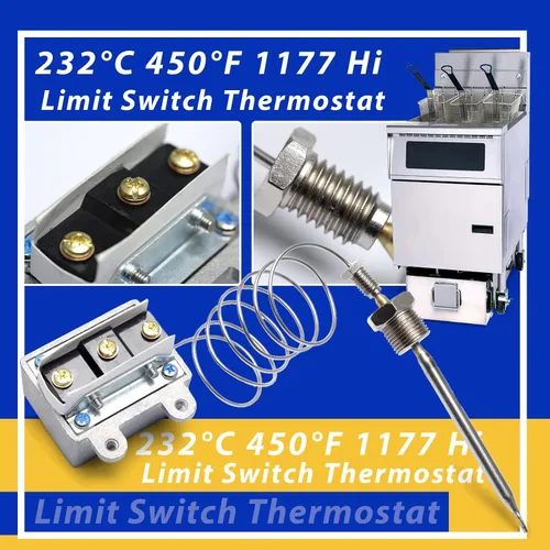 Vista 3 de Interruptor de termostato de límite alto 1177 para freidora 3/8 "Mpt Stuff Box, LCCM2003000 Hi Limit Safety Cut Out Termostato compatible