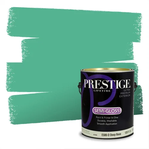 Vista 158 de Prestige Paints - Pintura exterior e imprimación en uno, 1 galón, plano, compatibilidad comparable con el color menta «Whipped Mint» de Behr