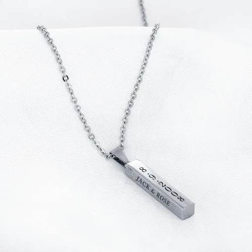 Vista 4 de Collar Diamondidde con dije, personalizable, con nombre, mensaje, de acero inoxidable, cubo, barra vertical, unisex