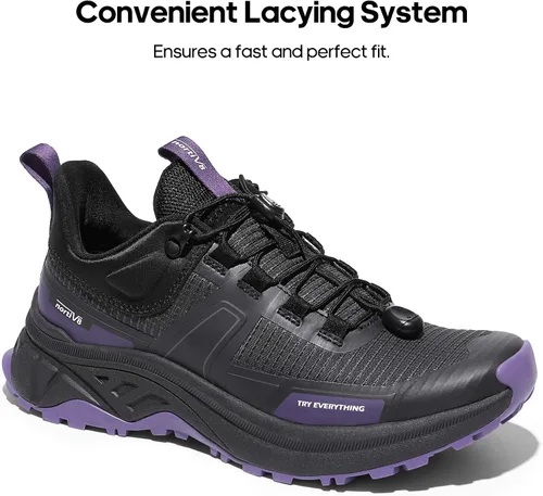Vista 2 de NORTIV 8 Zapatos de senderismo ligeros para mujer con cordones rápidos para exteriores