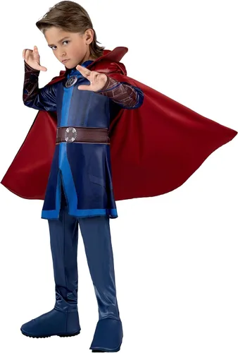 Vista 2 de Marvel Doctor Strange - Disfraz oficial para jóvenes, túnica y pantalones, más capa acolchada desmontable, grande, multicolor