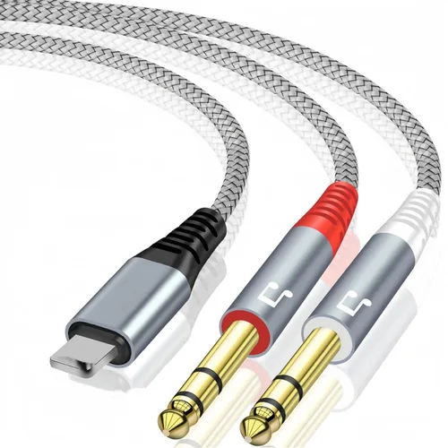 Vista 8 de Cable de audio USB C a 1/4 de pulgada, cable mono USB C a TS dual, cable de audio TS de 0.250 in a doble TS para smartphone, tableta, laptop enlace
