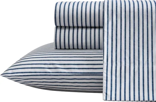 Vista 48 de Nautica - Sábanas, juego de ropa de cama de percal de algodón con funda de almohada a juego, vigorizante y fresco, bolsillo profundo