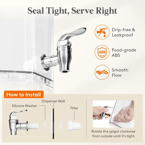Vista 7 de Lifewit Dispensador de bebidas de plástico de 1 galón, recipientes de jugo con tapa para fiesta, dispensador de bebidas de hielo con soporte