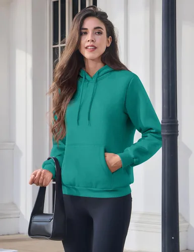 Vista 10 de MAGCOMSEN Sudaderas con capucha para mujer, con forro de sherpa, de vellón, para invierno, cálido, pesado, de algodón, con bolsillo