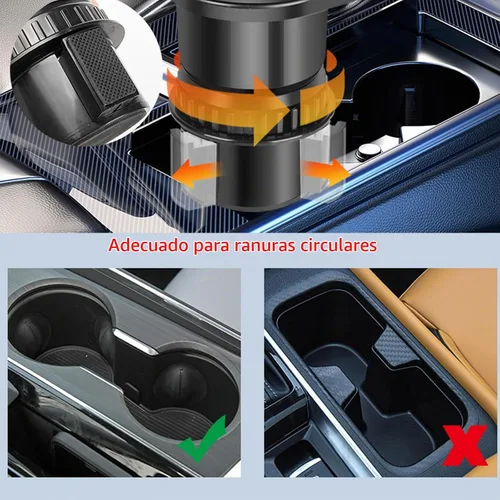 Vista 8 de Expansor de portavasos para automóvil, extensor adaptador multifuncional 2 en 1 para portavasos de automóvil, con base ajustable, compatible