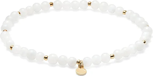 Vista 7 de MORGAN & PAIGE Pulseras elásticas de bronce chapadas en oro amarillo de 18 quilates con piedras preciosas auténticas para mujer, elegantes