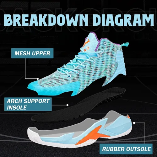 Vista 6 de CJSPORX Men Women Basketball Shoes Breathable Non Slip Outdoor Fashion Sneakers