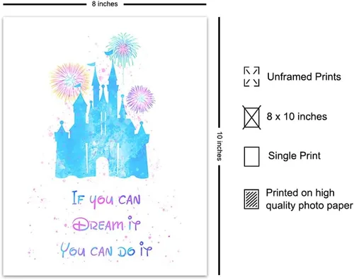 Vista 2 de World Castle - Juego de decoración de pared con cita inspiradora, decoración motivacional de habitación, póster impreso para dormitorio de niños
