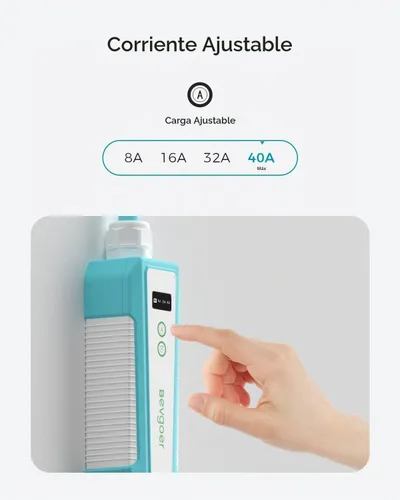 Vista 4 de Cargador EV de nivel 2, estación de carga EV portátil de 40A 240V para el hogar, cargador de vehículo eléctrico con corriente ajustable programada