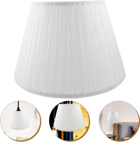 Vista 9 de PRETYZOOM Pantallas plisadas medianas para lámpara de mesa, lámpara de pared, luces de pie, cubierta de lámpara de lino blanco, pantalla de repuesto