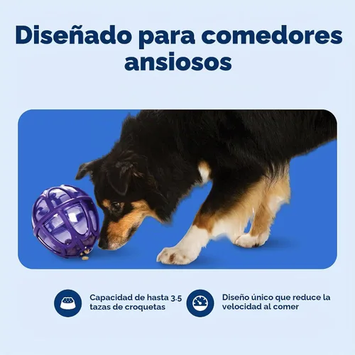 Vista 3 de PetSafe Busy Buddy Kibble Nibble juguete para perro dispensero de comida, L, Púrpura