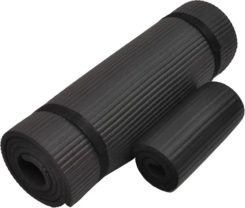 Vista 2 de Fitvids All Purpose 1/2-Inch Extra Thick High Density Anti-Tear Exercise Yoga Mat and Knee Pad with Carrying Strap, Multiple