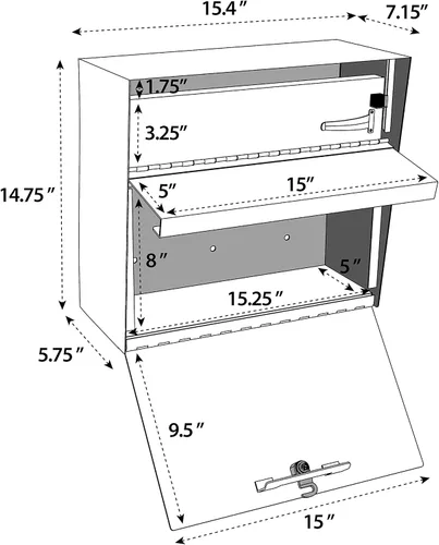 Vista 10 de Mail Boss 7169 Buzón de Seguridad Metro con Cerradura para Montaje en Pared, Blanco Alpino Anti-pry locking door, fixed anti-fishing slot fits