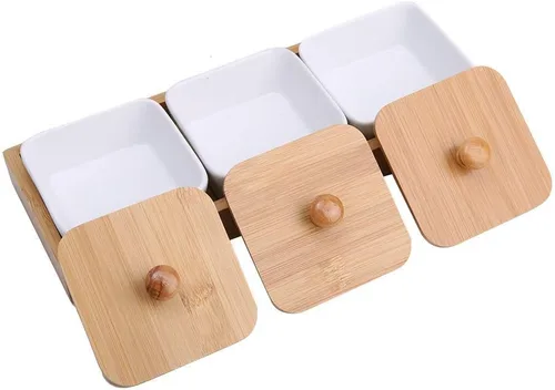 Vista 6 de TOPINCN Plato de cerámica para servir, plato rectangular con cubierta de bandeja, plato de postre para fiestas, aperitivos y cenas
