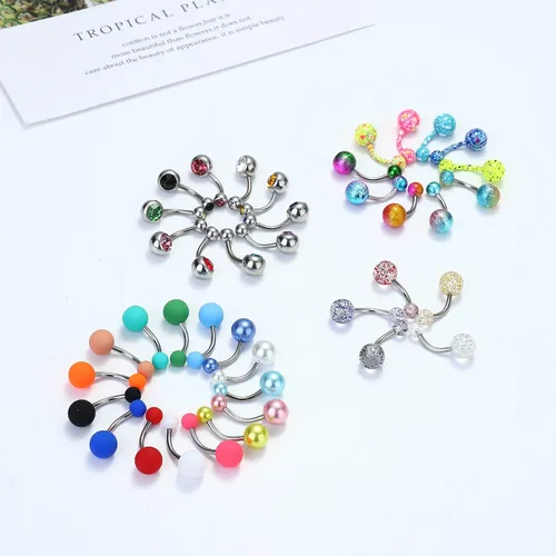 Vista 4 de Drperfect Piercing para ombligo para el ombligo, anillos para el ombligo para mujeres y hombres, de acero inoxidable de 0.45 onzas, varios