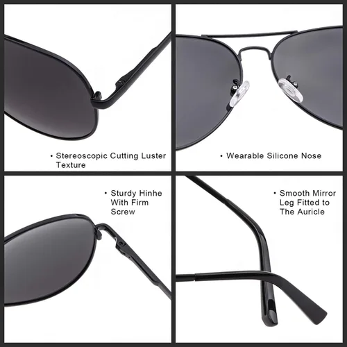 Vista 5 de GIFIORE Oversized Polarized Aviator Sunglasses for Women Men,Classic Big Black Gold Metal Frame Pilot Shades
