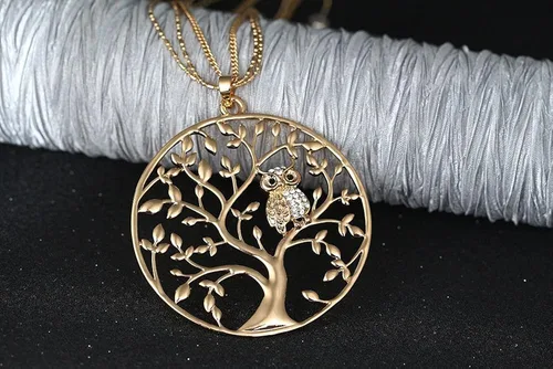 Vista 4 de Ouran - Collar para mujer, diseño de árbol de la vida con búho