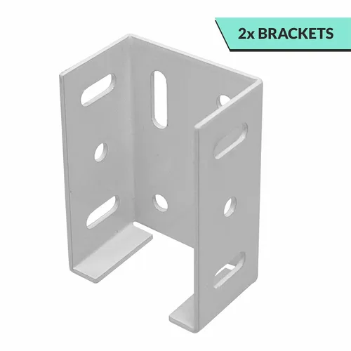 Vista 2 de Soporte de valla de aluminio resistente, 2 piezas for Vinyl Fencing Panel to Post Connection, Metal Replacement for 2.75in Plastic Brackets, Fits
