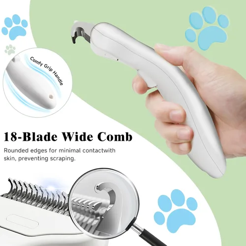 Vista 3 de Juego de cepillos de vapor para mascotas 3 en 1 para perros y gatos, peine de aseo con aerosol, herramienta de desfurado, depilación asistida por