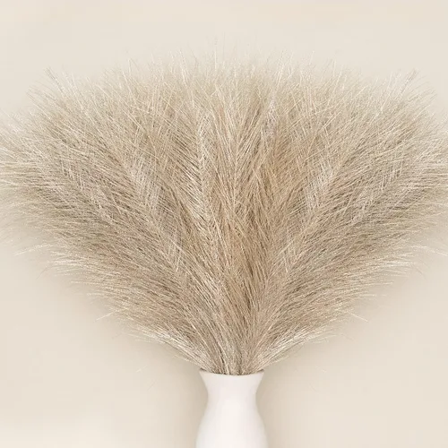 Vista 12 de Hierba de pampa sintética, decoración de hierba de pampa rosa, 7 ramas Cada tallo mullido pequeño y pomposo para relleno de florero en decoración
