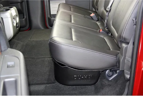Vista 6 de DuHa 20078 - Almacenamiento debajo del asiento para F150 SuperCrew 2009-2014 con un subwoofer de fábrica Organizador de asiento trasero negro