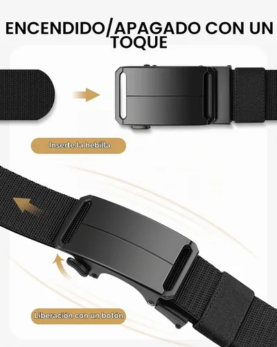Vista 2 de Cinturón de trinquete elástico para hombres, cinturón de trabajo táctico de nailon casual, hebilla ajustable