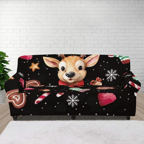 Vista 62 de Funda de sofá con diseño de árbol de bandera estadounidense para sofás y sofás, decoración navideña, funda antideslizante para sofá de 1 cojín