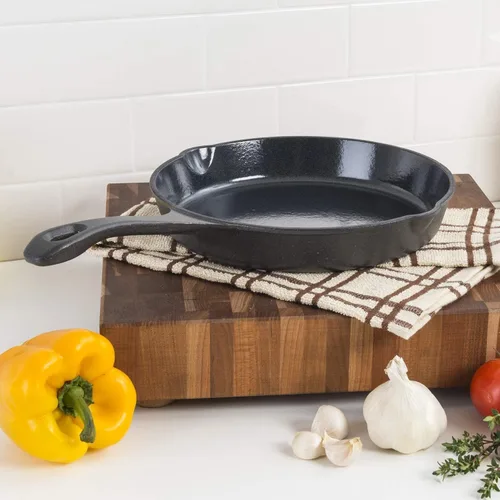 Vista 7 de Sartén de Hierro Fundido Viking, Sartén para Freír Esmaltada de 10 Pulgadas, Utensilios de Cocina, Carbón