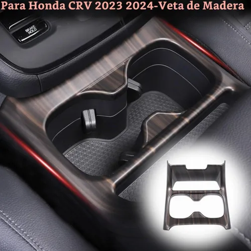 Vista 2 de MUXEE para Honda CRV CR-V 2023 2024 2025 2026 - Cubierta de panel para portavasos de consola central de madera con veta de ABS - Accesorios