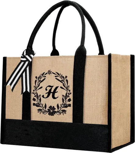 Vista 38 de Bolsa de mano personalizada de yute para mujeres, regalos para el día de la madre, regalo de Navidad de cumpleaños para mujeres y amigas